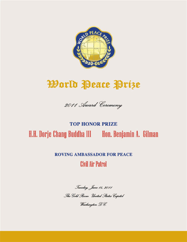 In June, 2011, the World Peace Corps Mission presented the Top Honor Prize to H.H. Dorje Chang Buddha III!-图片1